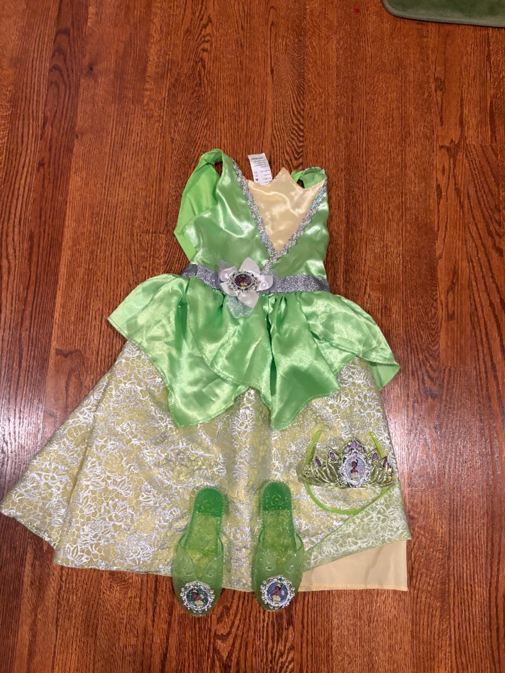 Princess Tiana dress with shoes and tiara for Halloween 4-6